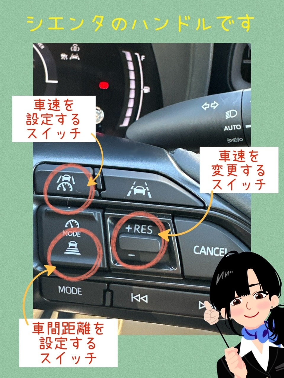確認用（車間距離切替スイッチ&ベンチレータスイッチ&ヒートシーター 